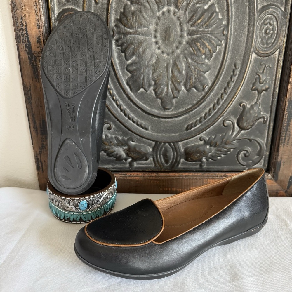 Dansko Nastacia Loafers Shoes Womens Sz 9.5-10 US 40 EU Nappa Black Leather